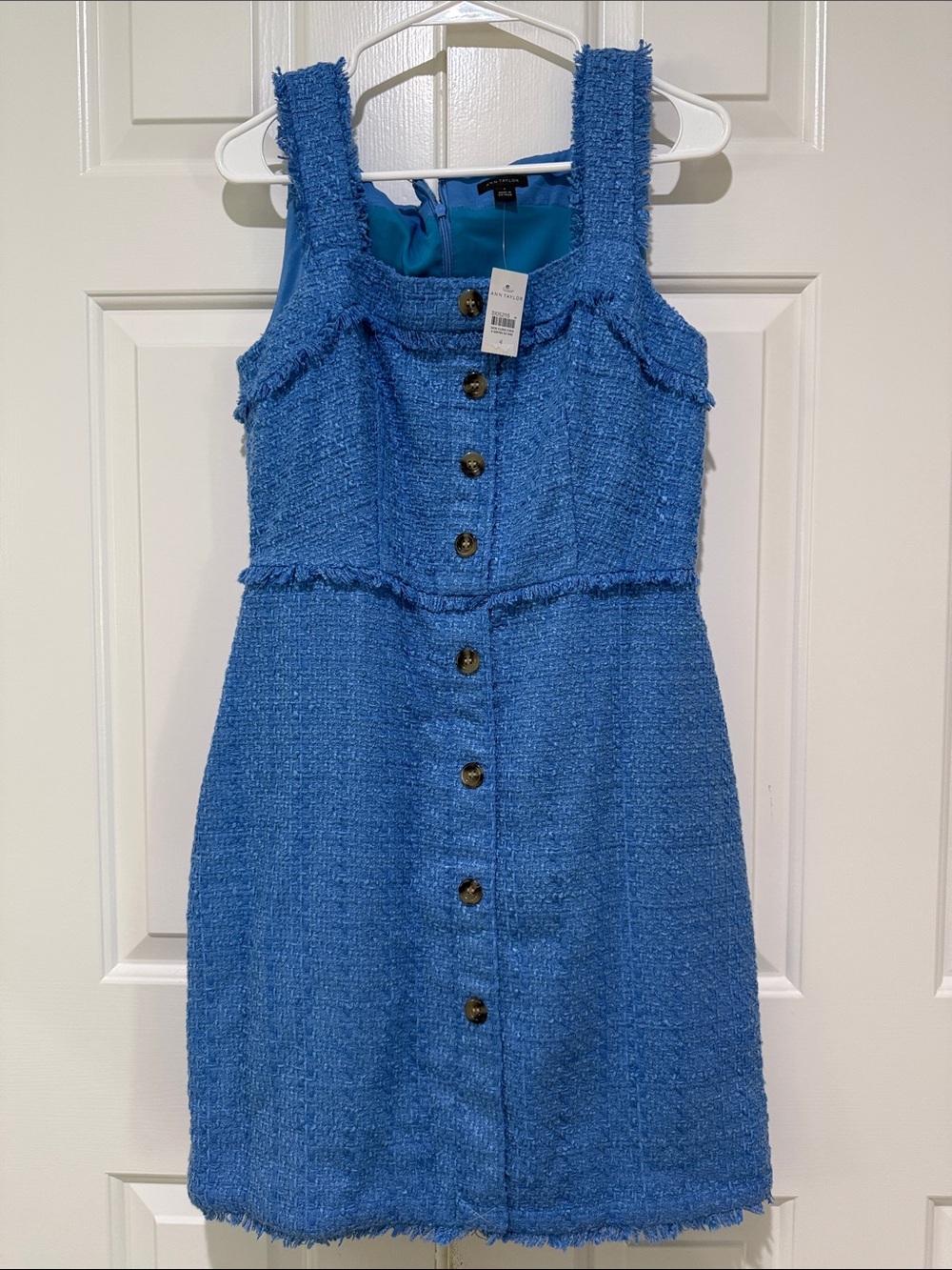 Ann Taylor Blue Tweed Button-Front